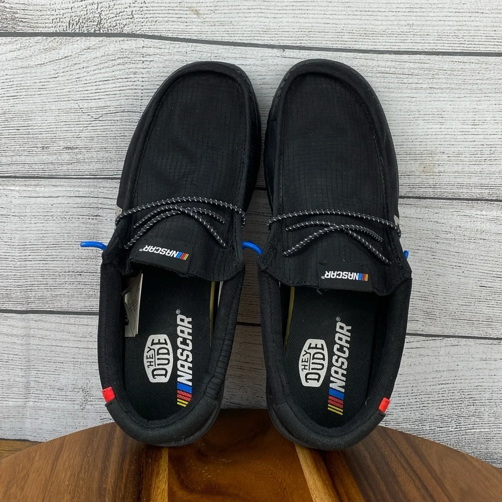Hey Dude Wally NASCAR Multi Black Slip On Loafers Men’s Shoe Size 9
